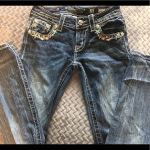 Women’s Miss Me straight leg floral jeans